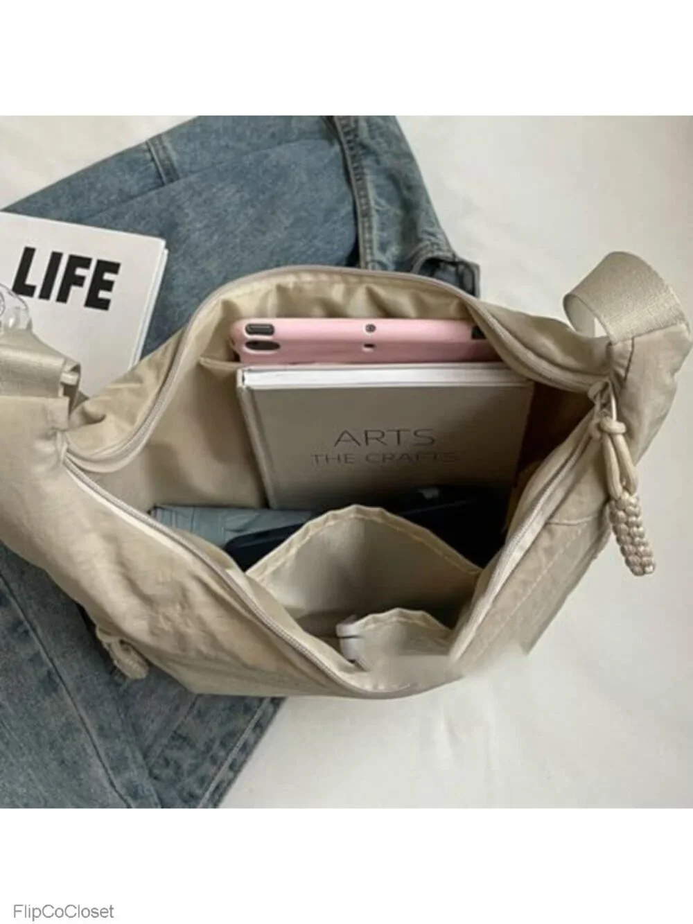 Waterproof Nylon Crescent Hobo Shoulder Bag Crossbody Purse
